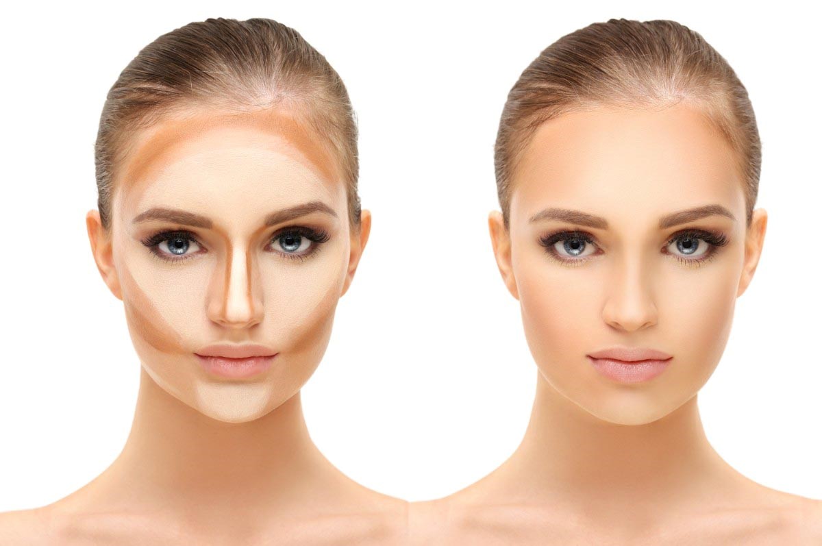 روش درست استفاده از کانتور و هایلایتر در آرایش صورت مستطیل